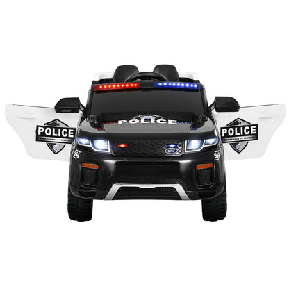 Rigo Kids Electric Ride On Patrol Police Car Horn Music Remote Black
