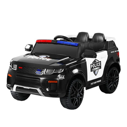 Rigo Kids Electric Ride On Patrol Police Car Horn Music Remote Black