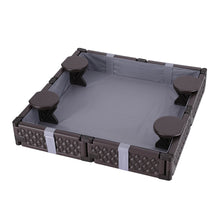 Keezi Kids Sandpit Sandbox With Cover 4 Seats Outdoor Sand Box Brown