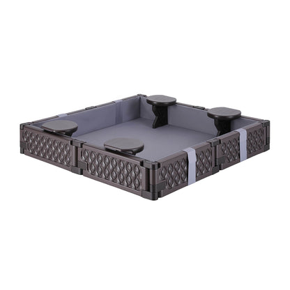 Keezi Kids Sandpit Sandbox With Cover 4 Seats Outdoor Sand Box Brown