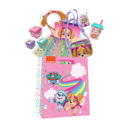 Pink Paw Patrol Skye showbag with character bag, purse, drink bottle and mini items
