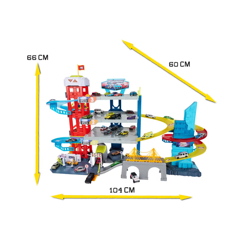 Majorette Double Track Garage & 4 vehicles