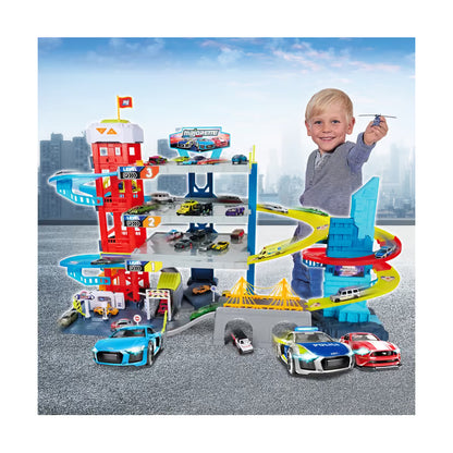 Majorette Double Track Garage & 4 vehicles