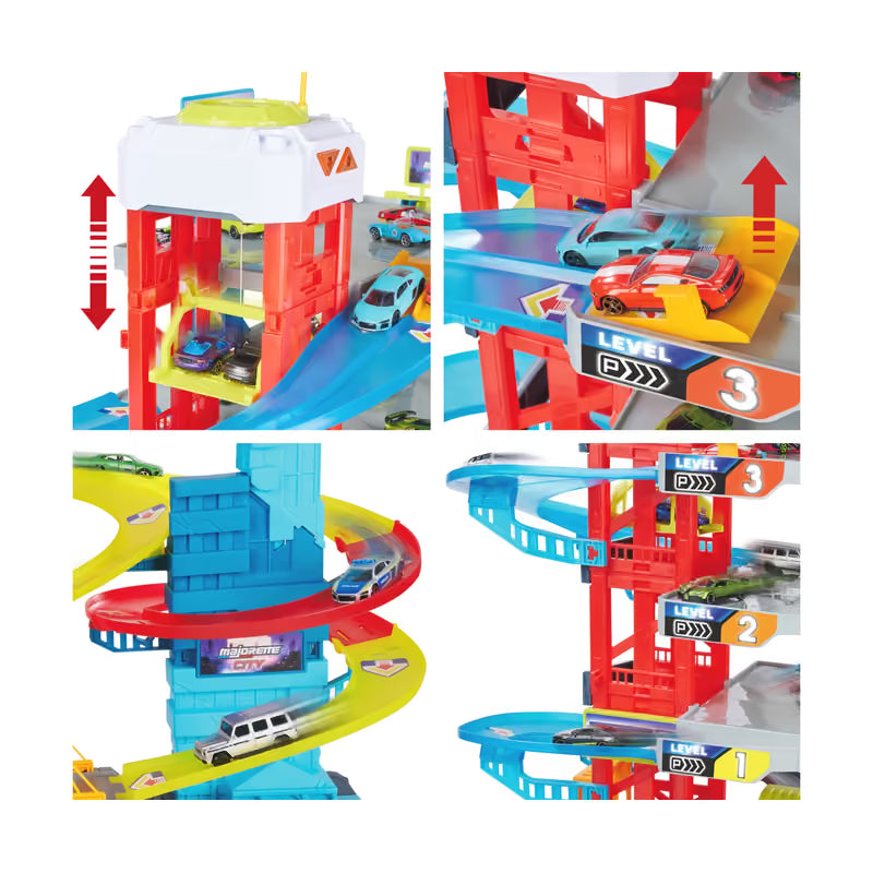 Majorette Double Track Garage & 4 vehicles