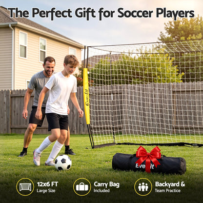 Everfit Portable Soccer Goal Net Fibreglass Polyester 12x6ft