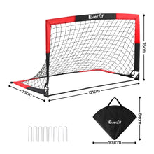 Everfit Pop Up Soccer Goal Nets Heavy Duty Portable Kids Training Set 2 Pcs Red