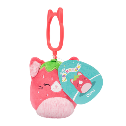 Squishmallows 3" Clip Olma Strawberry Cat