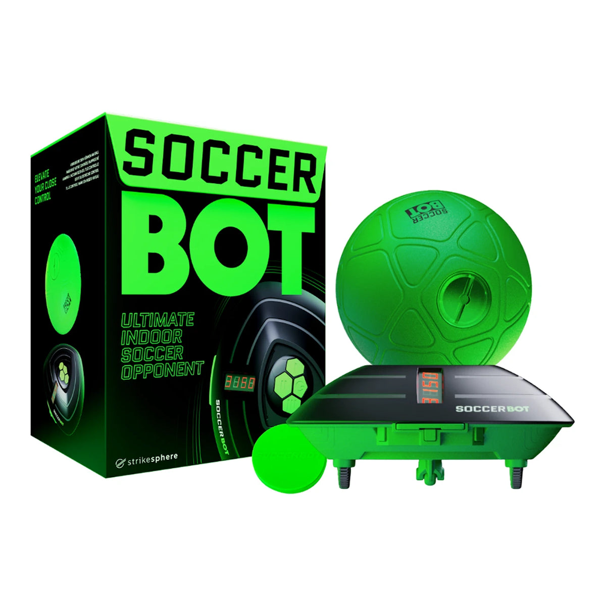 Soccer Bot kit box with green ball and black sensor dome unit