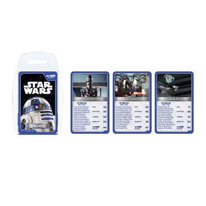 Top Trumps droids card pack with four character cards displayed