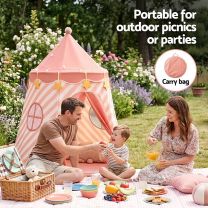 Keezi Kids Play Tent with Star Lights and Window Carry Bag 116cmx153cm Playhouse