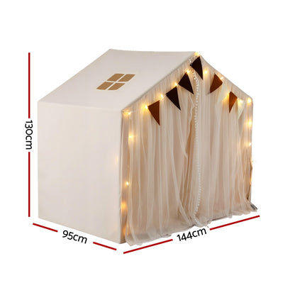 Keezi Kids Play Tent with Star Lights Windows Flag 144cmx95cm Playhouse