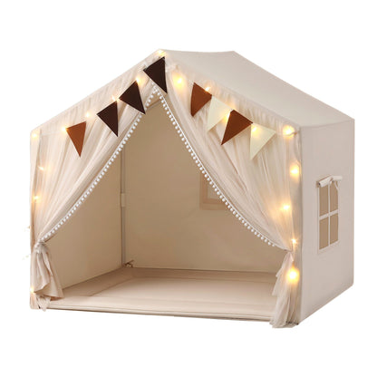 Keezi Kids Play Tent with Star Lights Windows Flag 144cmx95cm Playhouse