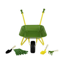 John Deere Metal Wheelbarrow (with garden tools & gloves accessories)