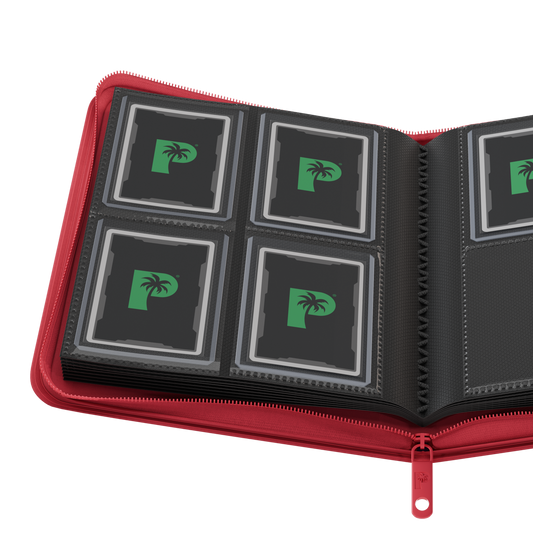 Palms Off Gaming Collector's Series Top Loader Zip Binder - 4 Pocket Red