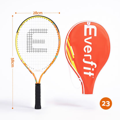 23-inch tennis rackets set of 2 showing size: orange head cover and yellow frame with black grip