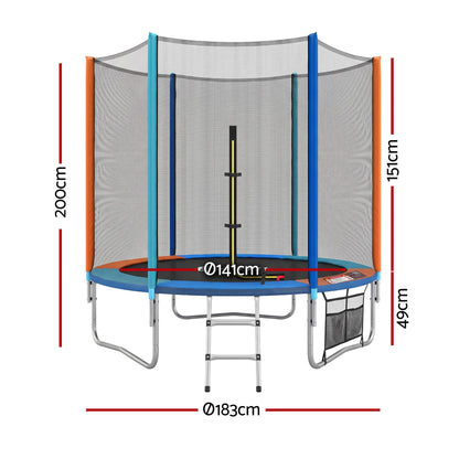 Everfit 6FT Kids Trampoline Rebounder with Enclosure Net Storage Bag