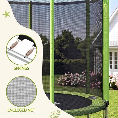 Everfit 6FT Kids Trampoline Round Rebounder with Enclosure Net Green