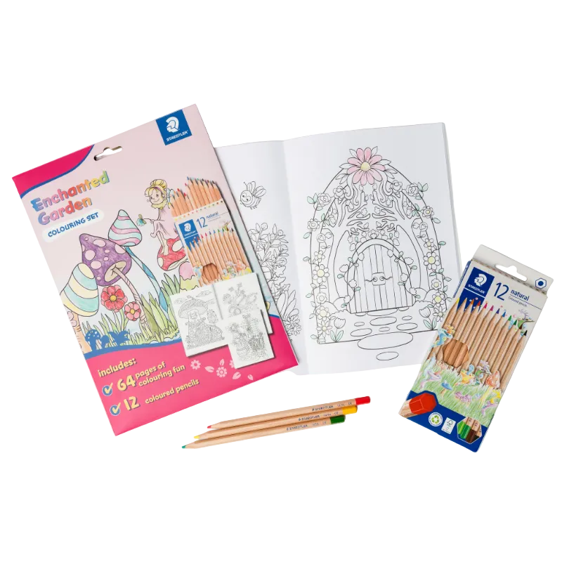 Lavender Staedtler Enchanted Garden Colouring Book with Pencils Kids Colouring Books