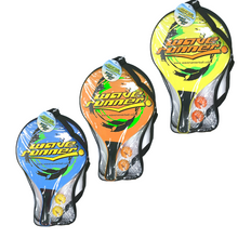Beach paddle ball set paddles: three multicolor printed paddles with wrist straps