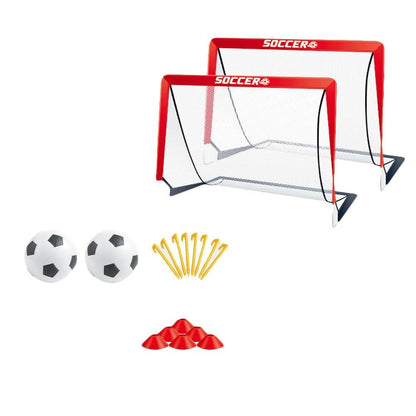 Soccer Goals for Backyard Set Outdoor Sports Games - Red Goal Frame with Black Net