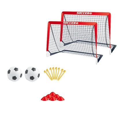 Soccer Goals for Backyard Set Outdoor Sports Games - Red Goal Frame with Black Net
