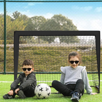 Portable Soccer Goal Net Quick Set-up Training Equipment for Backyard Soccer Black