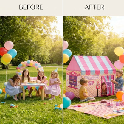 CARLA HOME Kids Ice Cream Bakery Play Tent Pink Pop Up Playhouse