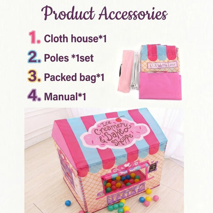 CARLA HOME Kids Ice Cream Bakery Play Tent Pink Pop Up Playhouse