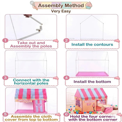 CARLA HOME Kids Ice Cream Bakery Play Tent Pink Pop Up Playhouse