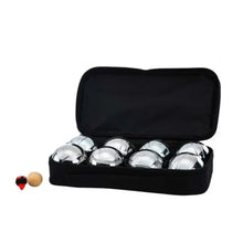 Silver Bocce Pétanque Set with 8 Metal Balls, White Wooden Jack, and Carry Case