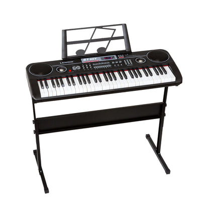 61-Key Electronic Learning Piano Keyboard, Light-Up Keys, LCD Display, with Stand