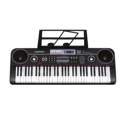 61-Key Electronic Learning Piano Keyboard, Light-Up Keys, LCD Display, with Stand
