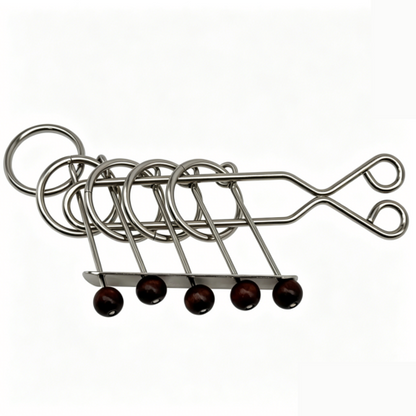 Collectible Mechanical Brain Teaser Retro Five Linked Rings Puzzle Desktop Decor