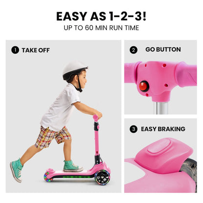 ROVO KIDS 3-Wheel Electric Scooter Pink