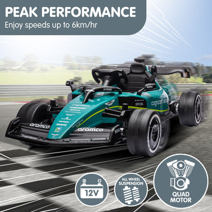 Kahuna Aston Martin Aramco F1 Licensed Electric Kids Ride On Race Car