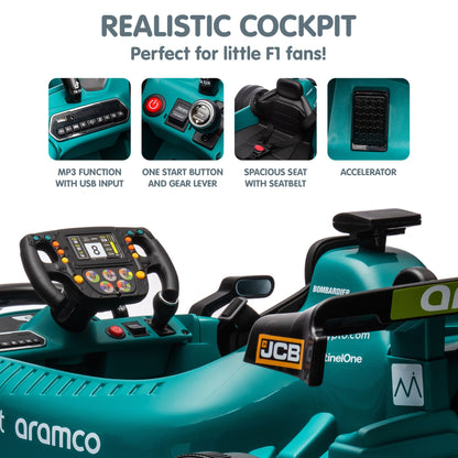 Kahuna Aston Martin Aramco F1 Licensed Electric Kids Ride On Race Car