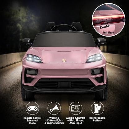 Kahuna Pink Porsche Macan Turbo EV Kids Ride On Car 12V Electric Car