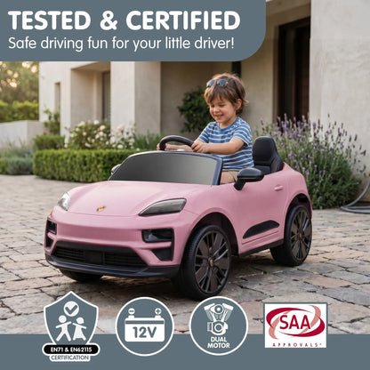 Kahuna Pink Porsche Macan Turbo EV Kids Ride On Car 12V Electric Car