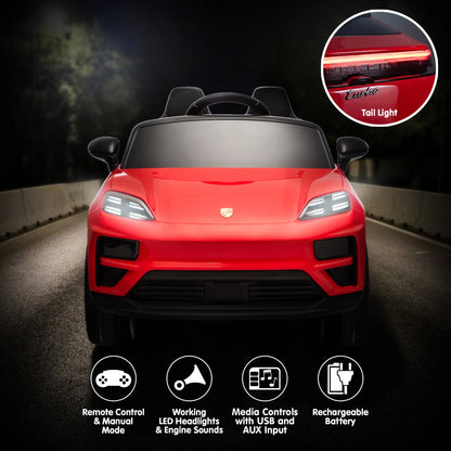 Kahuna Red Porsche Macan Turbo EV Kids Ride On Car 12V Electric Car
