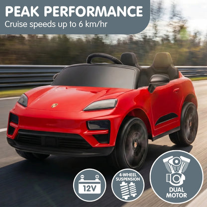 Kahuna Red Porsche Macan Turbo EV Kids Ride On Car 12V Electric Car