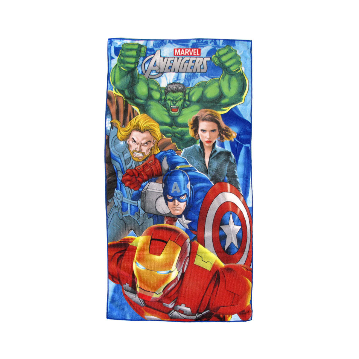 Kids Avengers cartoon microfiber beach towel with colorful hero character print