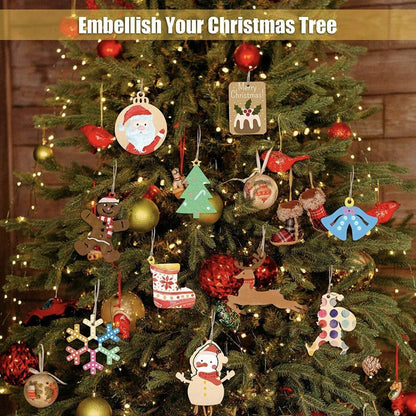 Wooden Christmas Hanging Ornament for Tree DIY Craft Decoration 10pcs - Christmas Stocking