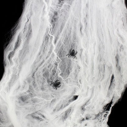 6x HALLOWEEN STRETCHABLE SPIDER WEBS Spooky Decoration with Spiders Party Decor Ghost
