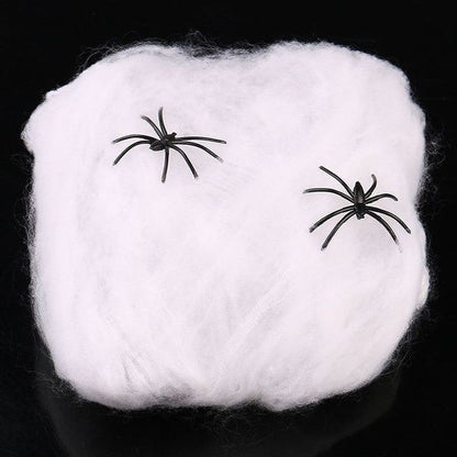 6x HALLOWEEN STRETCHABLE SPIDER WEBS Spooky Decoration with Spiders Party Decor Ghost