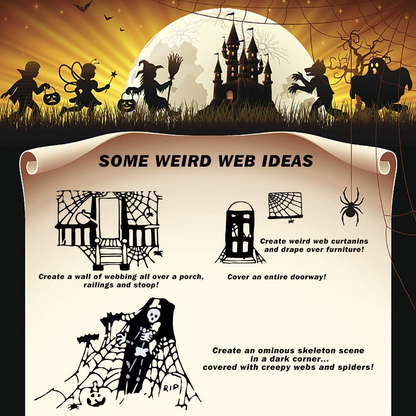 6x HALLOWEEN STRETCHABLE SPIDER WEBS Spooky Decoration with Spiders Party Decor Ghost
