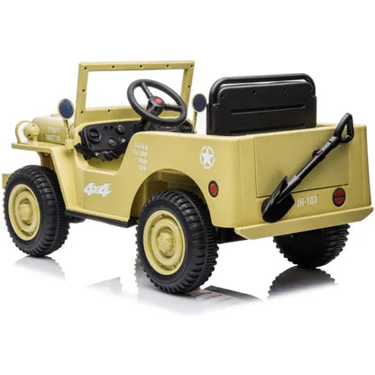 12V Military Jeep Electric Ride On Car For Kids - Khaki