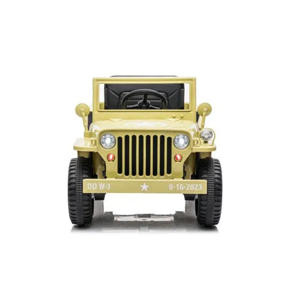 12V Military Jeep Electric Ride On Car For Kids - Khaki