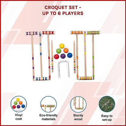 Croquet Set For Up To 6 Players Complete Outdoor Lawn Game Set For Family Gatherings And Events