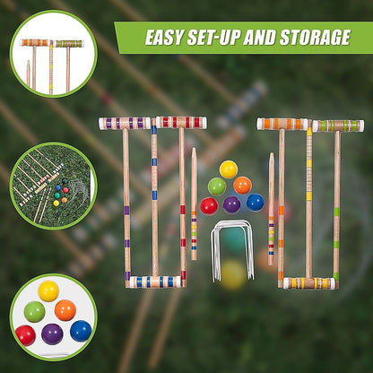 Croquet Set For Up To 6 Players Complete Outdoor Lawn Game Set For Family Gatherings And Events