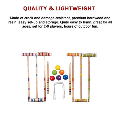 Croquet Set For Up To 6 Players Complete Outdoor Lawn Game Set For Family Gatherings And Events